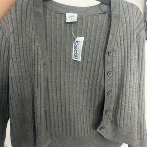 Cielo Charcoal Ribbed Cardigan